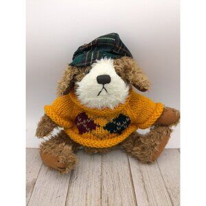 Vintage Augie Brass Button Dog Pickford Bear Dog Of Friendship Stuffed Animal 8"